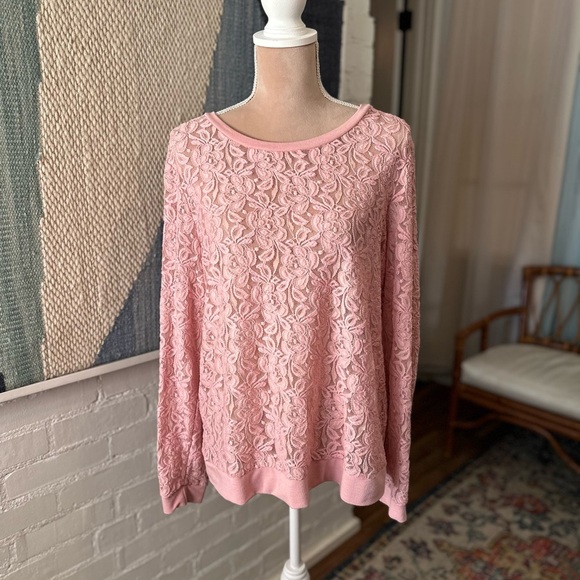 Cato Pink Lacey Floral Pullover Sweater - Picture 3 of 8